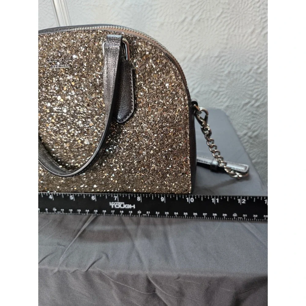 Kate Spade Laurel Way Mini Reiley Glitter Satchel Crossbody bag Gunmetal B